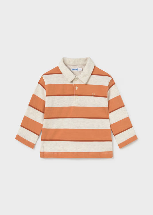 Orange Striped LS Polo