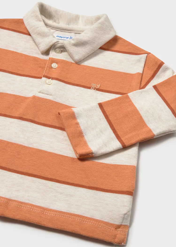Orange Striped LS Polo