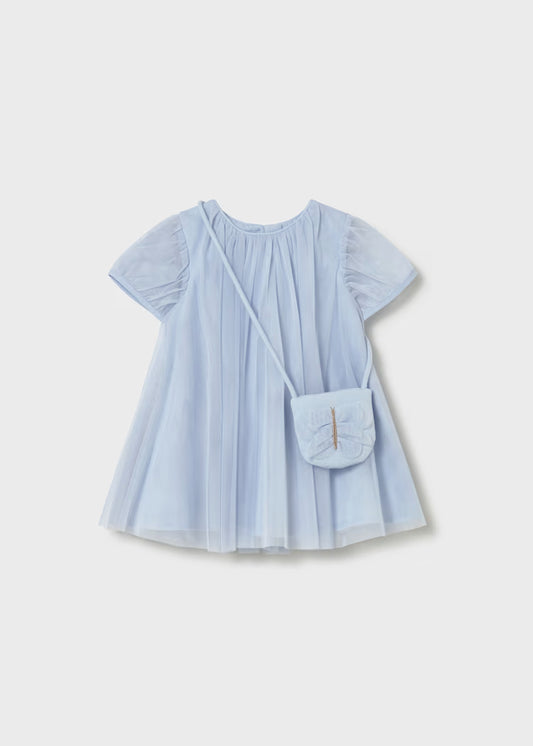 Blue Tulle Dress with Crossbody bag