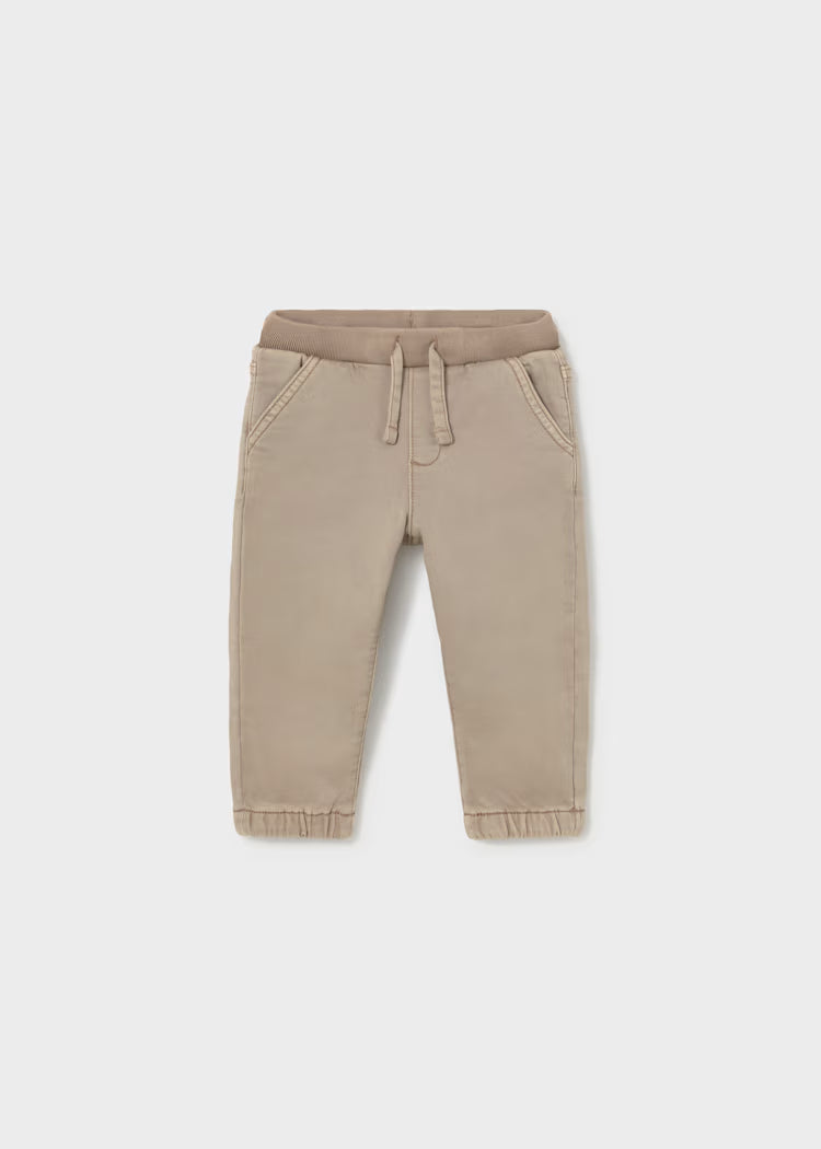 Light Beige Twill Jogger Pants