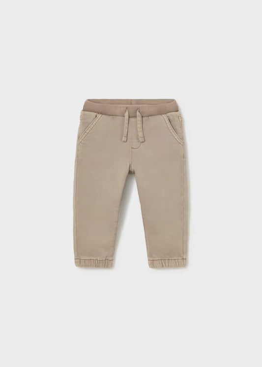 Light Beige Twill Jogger Pants