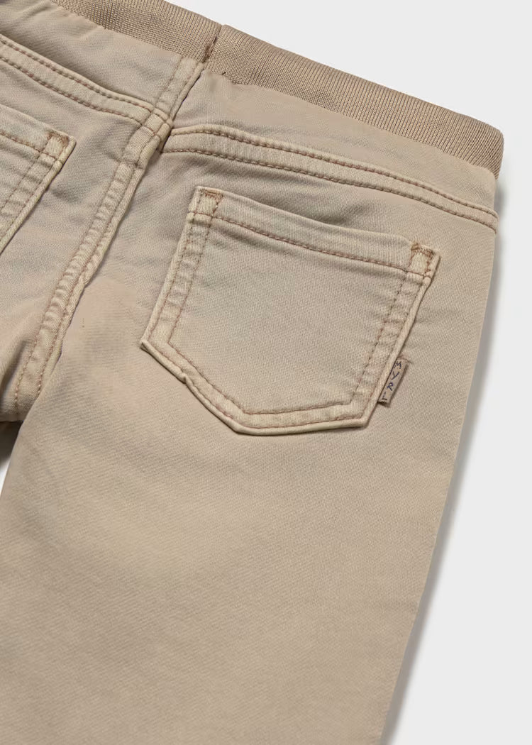 Light Beige Twill Jogger Pants