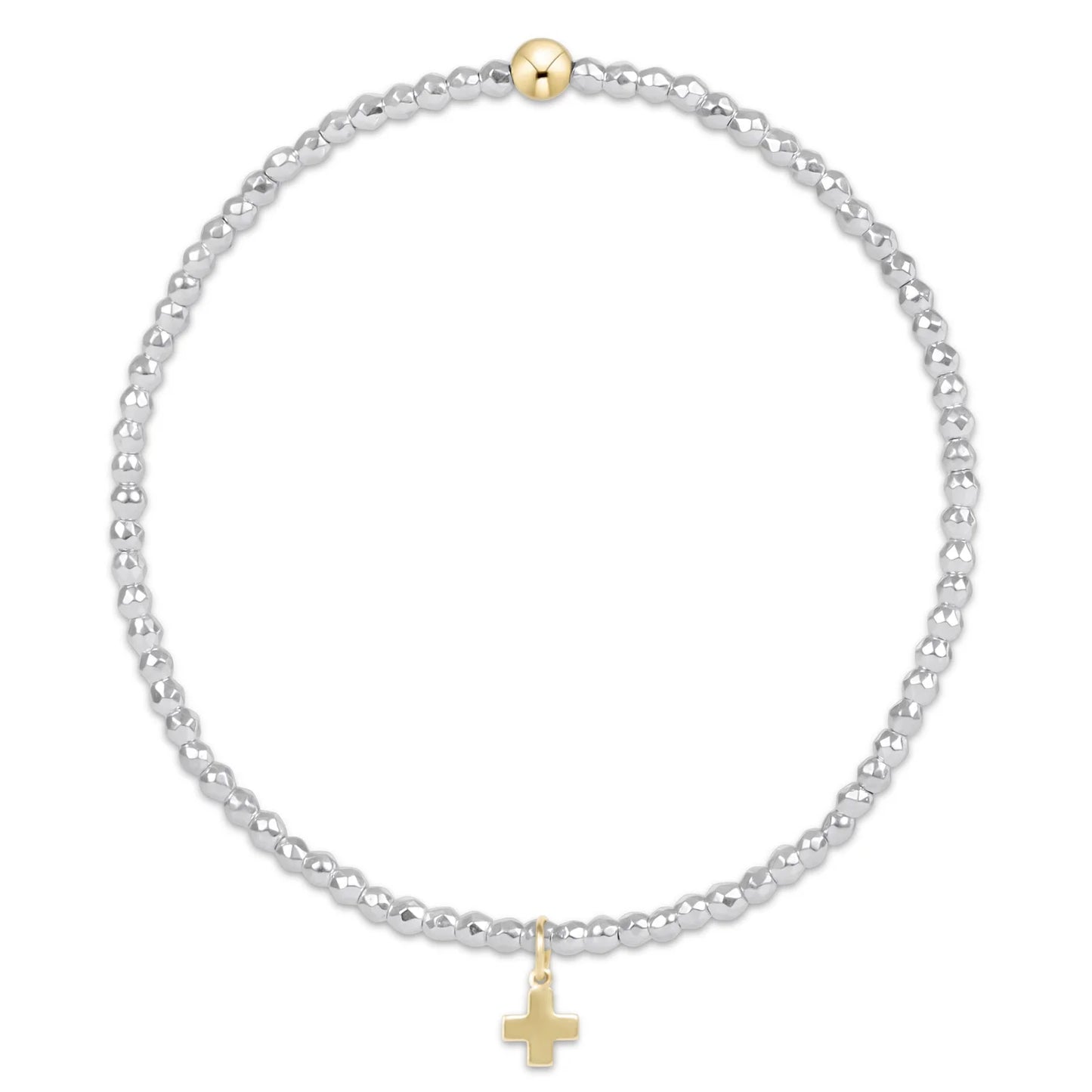 egirl Classic Pearl 2mm Bead Bracelet - Signature Cross Gold Charm
