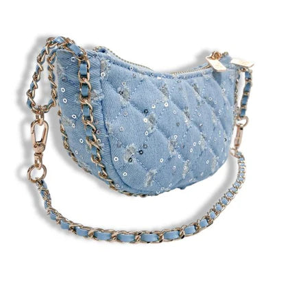Denim Crescent Purse