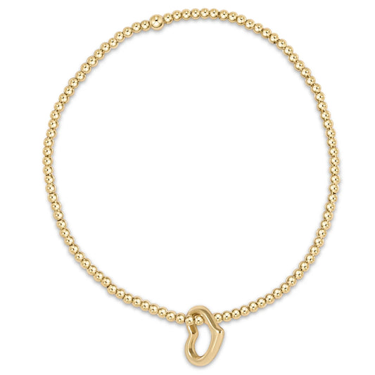 egirl Classic Gold 2.5mm Bead Bracelet - Love Gold Charm