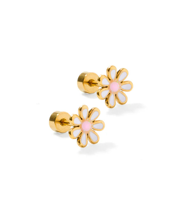 Elsie White Floral Stud