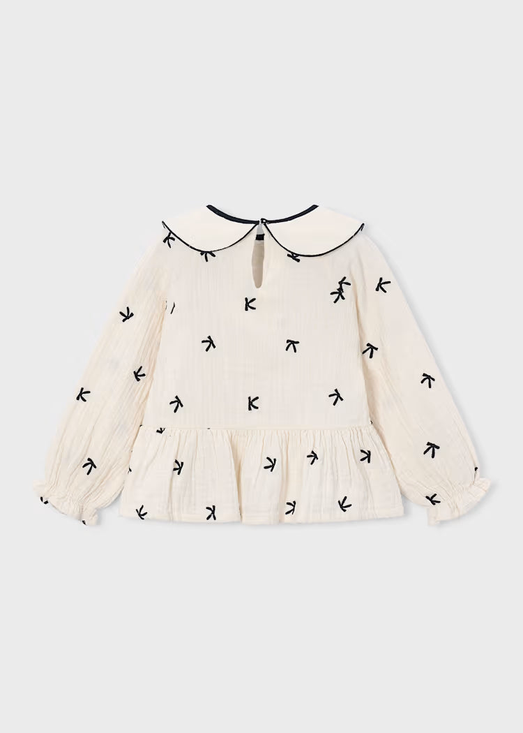 Embroidered Blouse with Bows