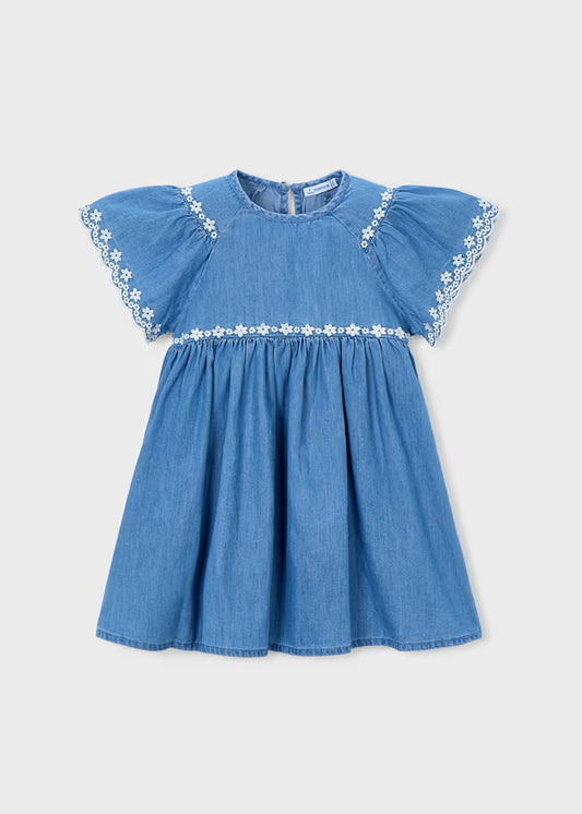 Girl Embroidered Medium Denim Dress