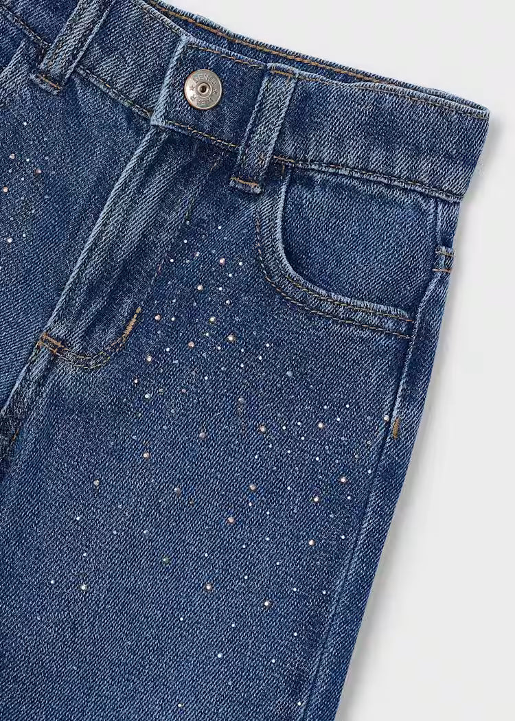 Girls Printed Long denim Pants