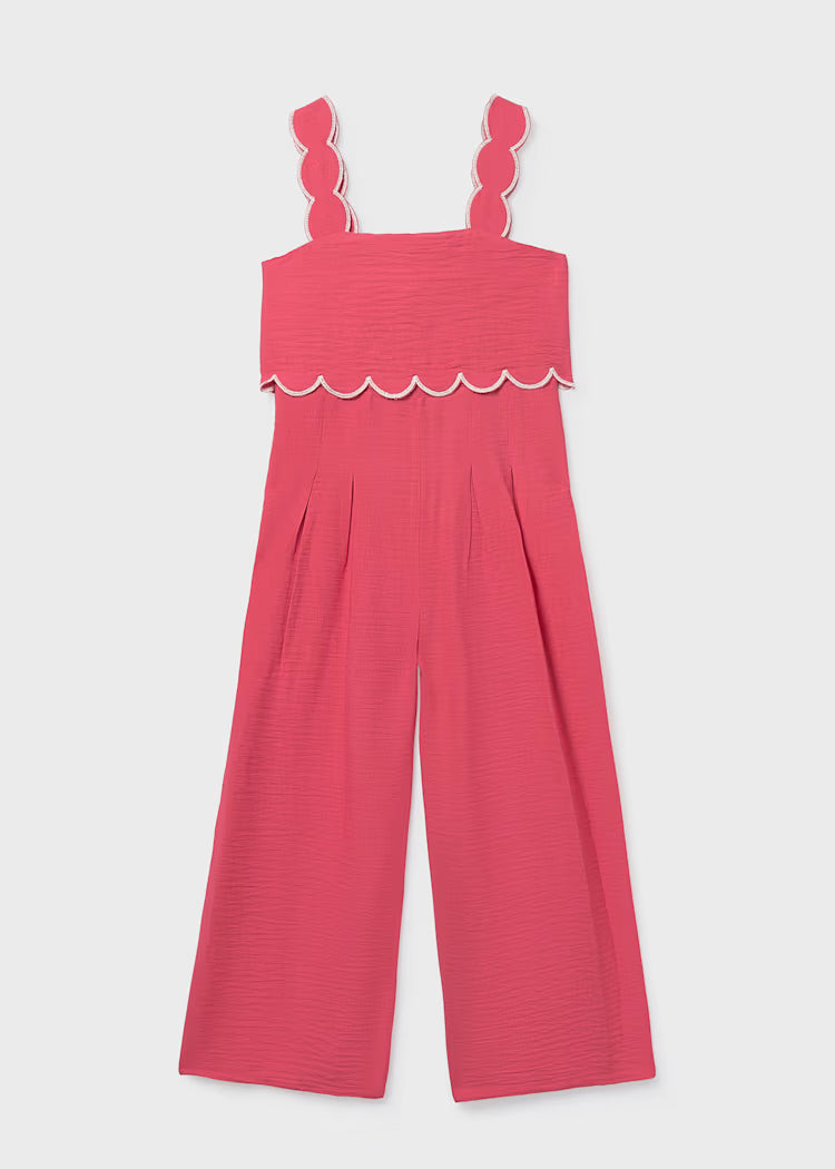 Girl's Coral Jumpsuit W/ Wave Detail