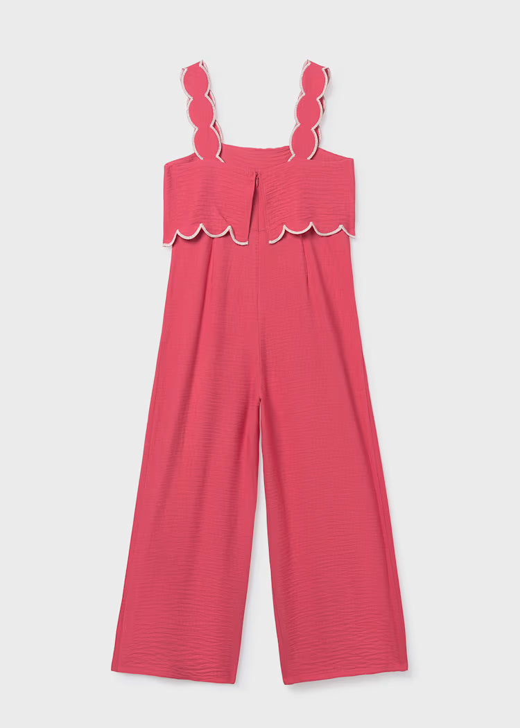 Girl's Coral Jumpsuit W/ Wave Detail