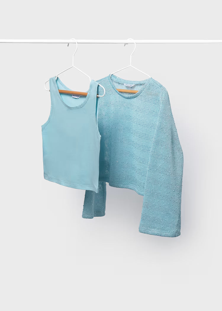 Girl Knit T-shirt with Tank Top