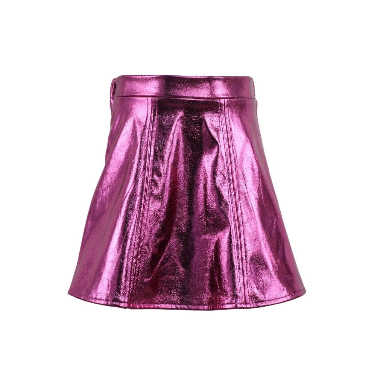 Hot Pink Metallic Leather Skirt