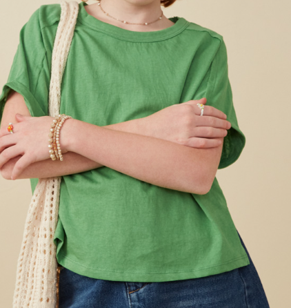 GREEN CROPPED T-SHIRT