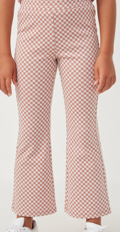 Elastic Waist Checkered Straight Pants
