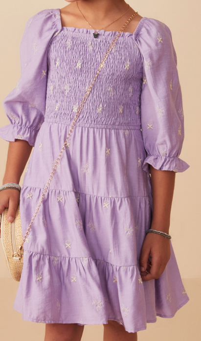 Lavender dress with gold details