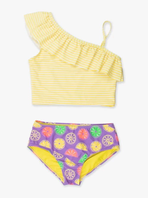 Neon Purple Citrus Girls Tankini