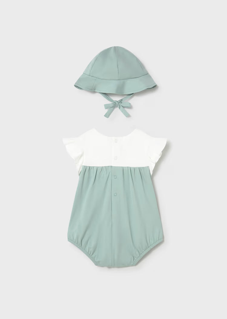 Newborn Girl Floral Romper with Hat