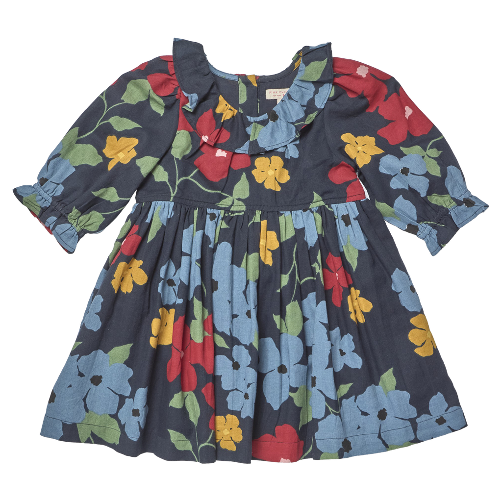 Navy Hibiscus Floral Amara Dress