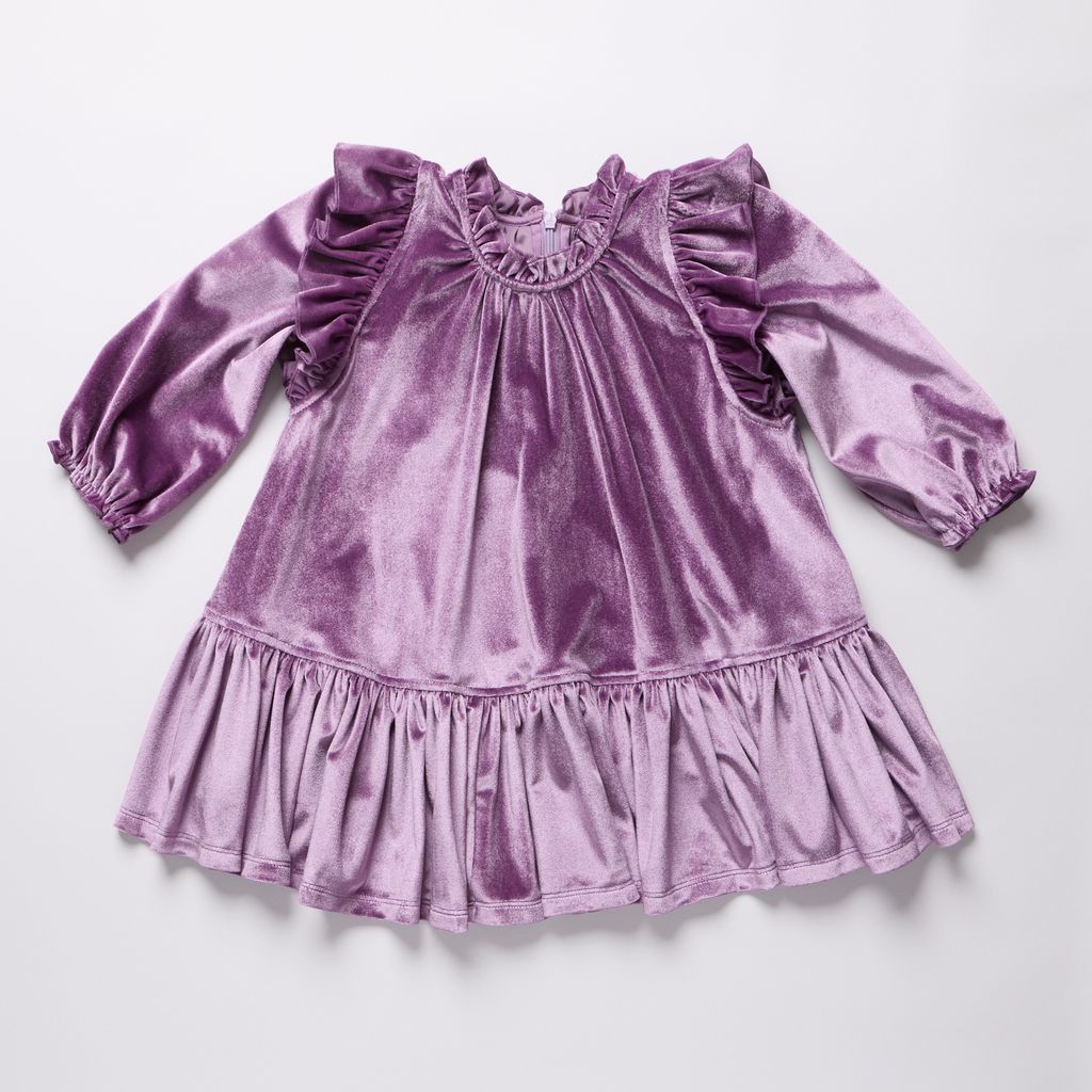 Girls Harper Dress - Lavender Velour